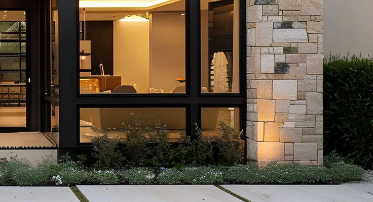 Exterior facade big windows house